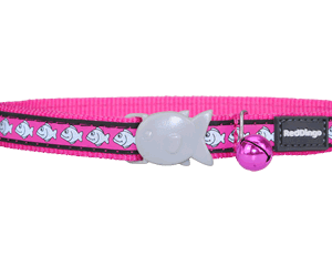 Cat Collar Reflective Fish Hot Pink