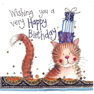 Cat & Presents Birthday Card
