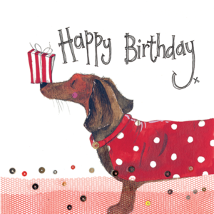 Dachshund Dog & Present Birthday Card