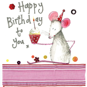Mouse & Cup Cake Birthday Card